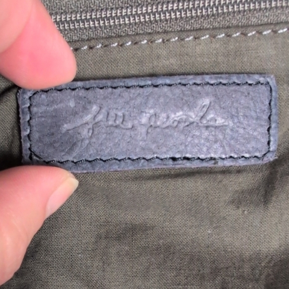 Free People Charcoal and Navy Shoulder Bag Boho Leather Western - Picture 11 of 16